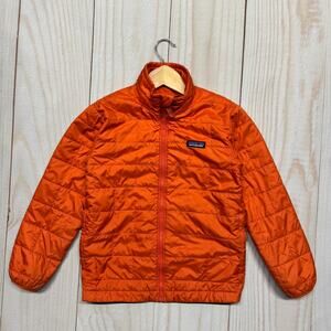 Patagonia Boys Nano Puff Primaloft Jacket Size Small 7-8 Brick Quilted Orange